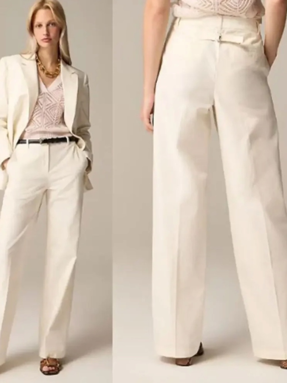 NWT Size 14 J. Crew Full-length wide-leg trouser in cotton blend